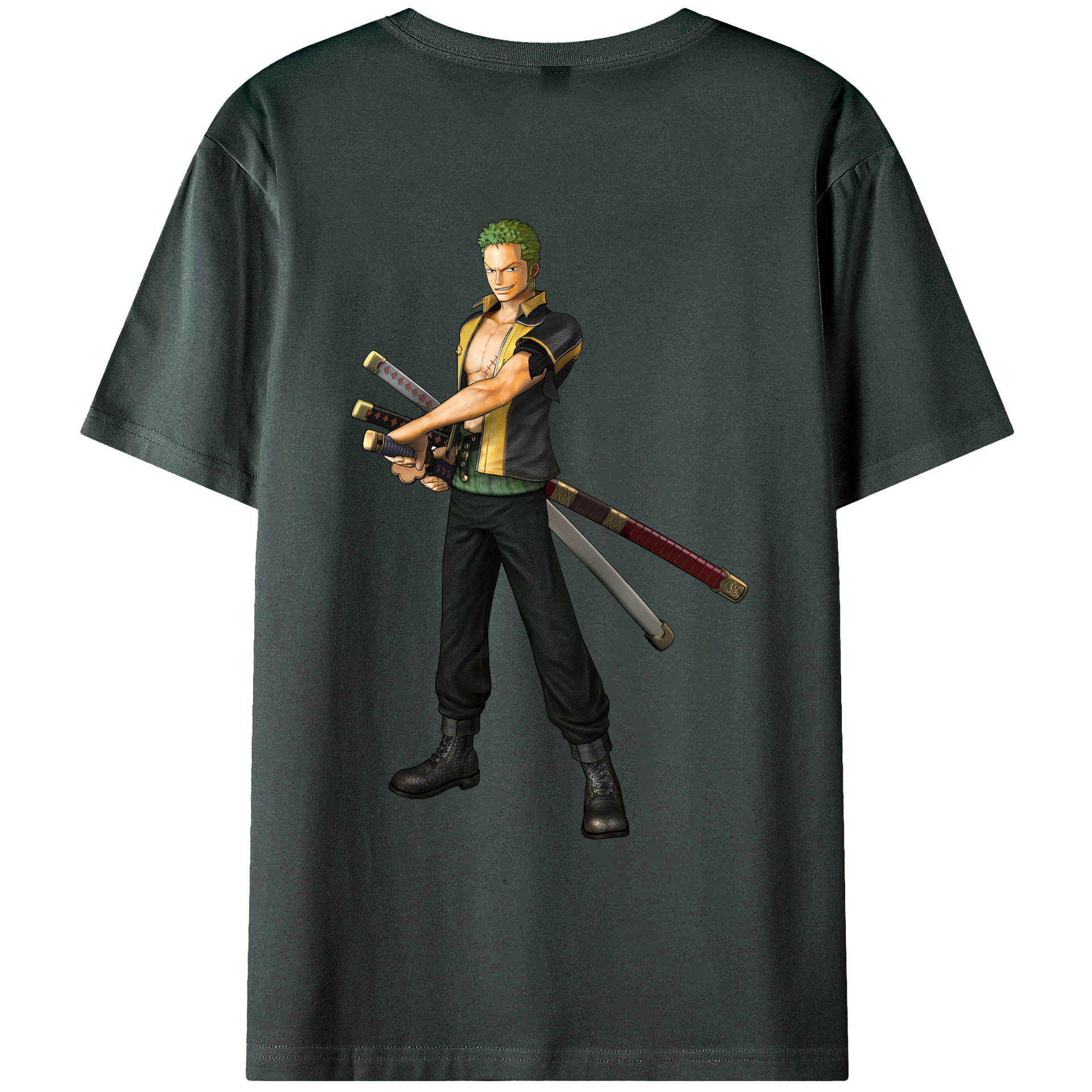ワンピース ロロノア・ゾロ ONE PIECE Roronoa Zoro 綿100％ メンズ半袖Tシャツ（バックプリント） 通気性